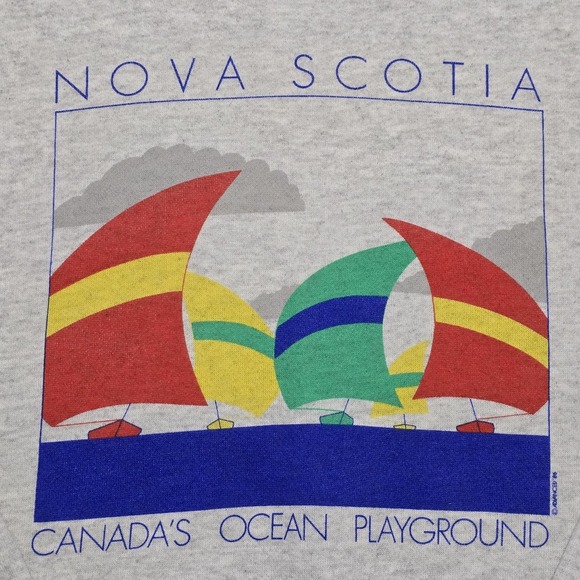 VTG 80s Nova Scotia Canada Nautical Sailboad Graphic Crewneck Sweatshirt Mens L - Picture 6 of 14